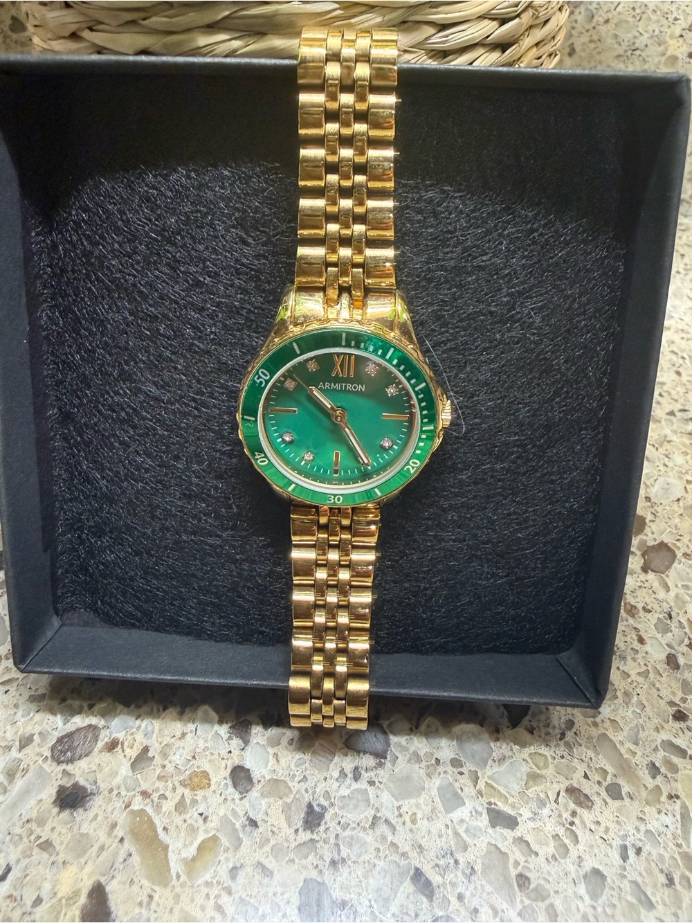 Yellow Gold And Emerald Green Dial Armitron Womens Watch